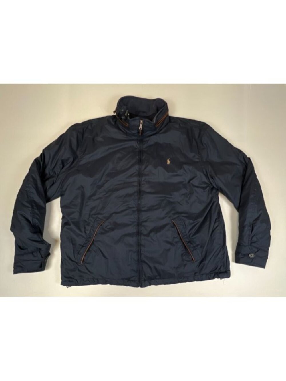 Polo Ralph Lauren Men's XL Navy Blue Full Zip Jacket Quilted Lined Lightweight